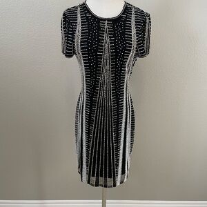 Parker Black Beaded Open Back Cocktail Dress Size 4